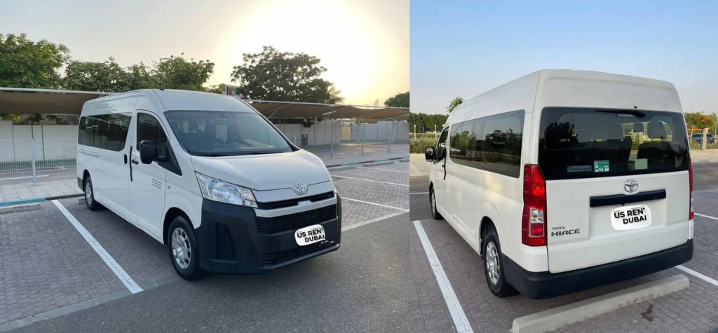 Passenger van from the My Bus Rental Dubai fleet